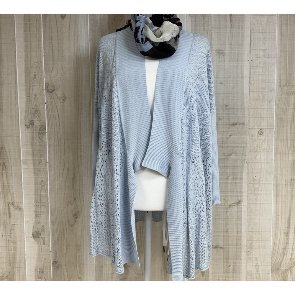 Eileen Fisher Womens XL Silk Blend Crochet Flowy Waterfall Open Cardigan